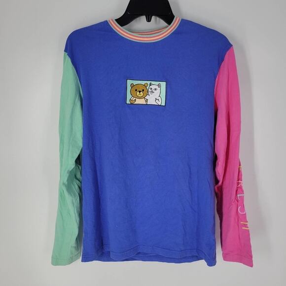 RIPNDIP X Teddy Fresh 2.0 Colorblock Long Sleeve T-Shirt S - Picture 3 of 11